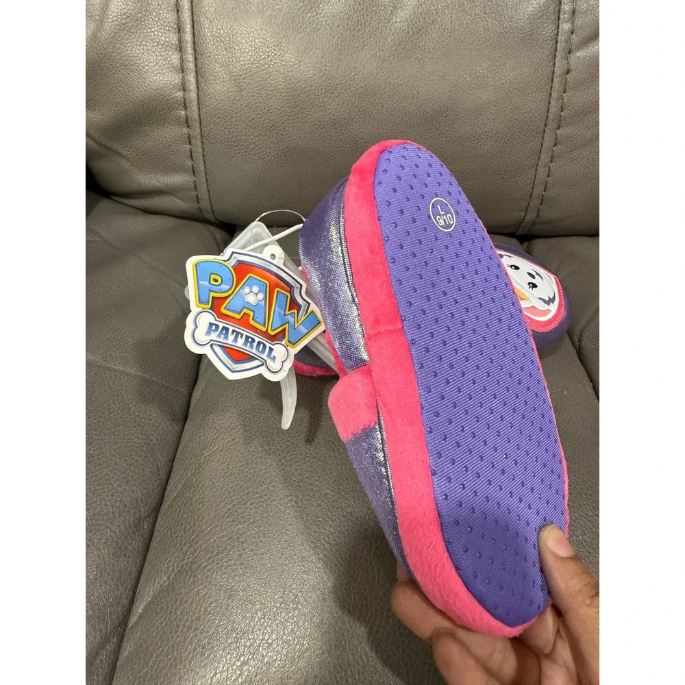 Paw Patrol Skye Everest Girls Purple Pink Metallic Faux Fur Slippers Size 9/10